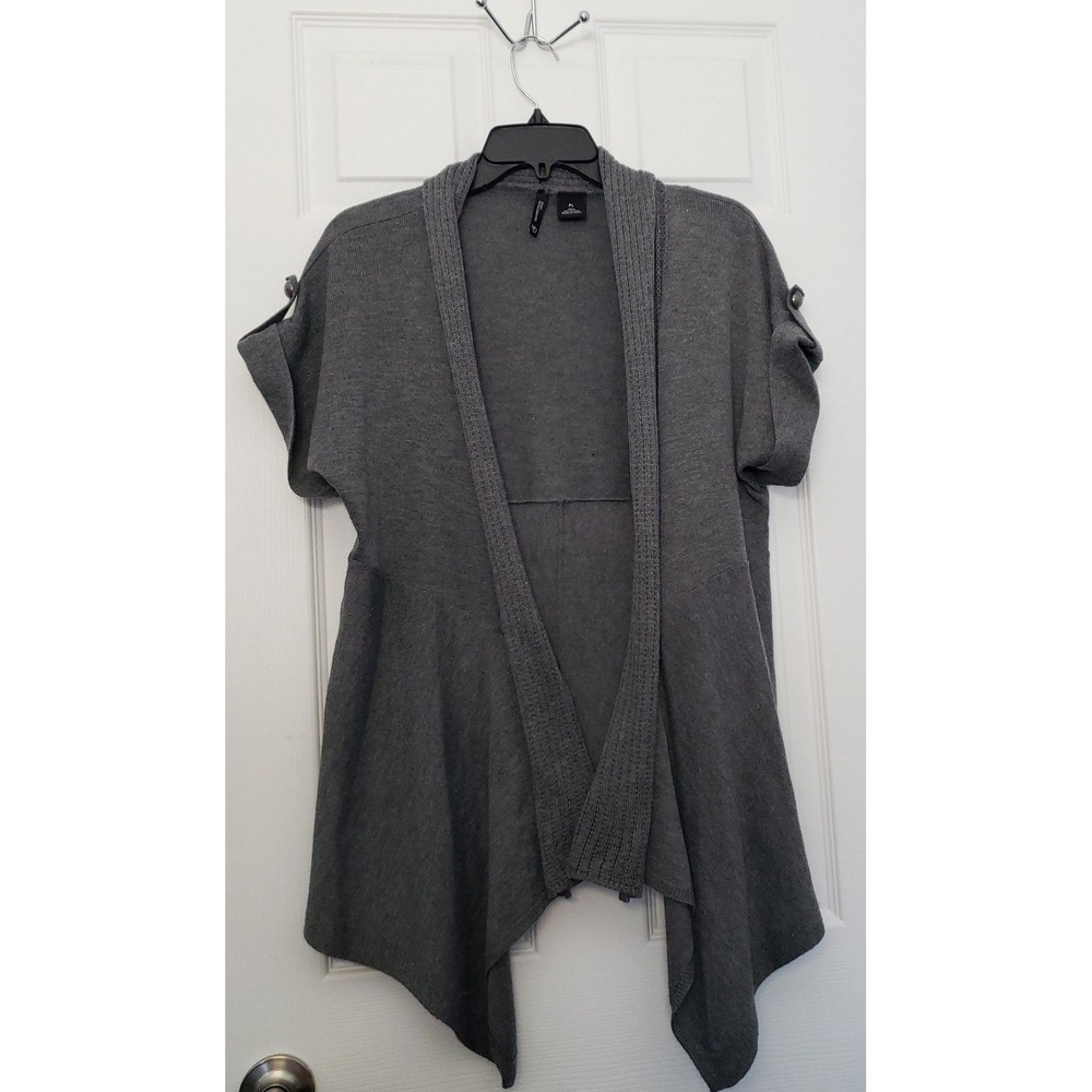 New Directions Womans Cardigan Sweater Dark Grey Size Petite Large